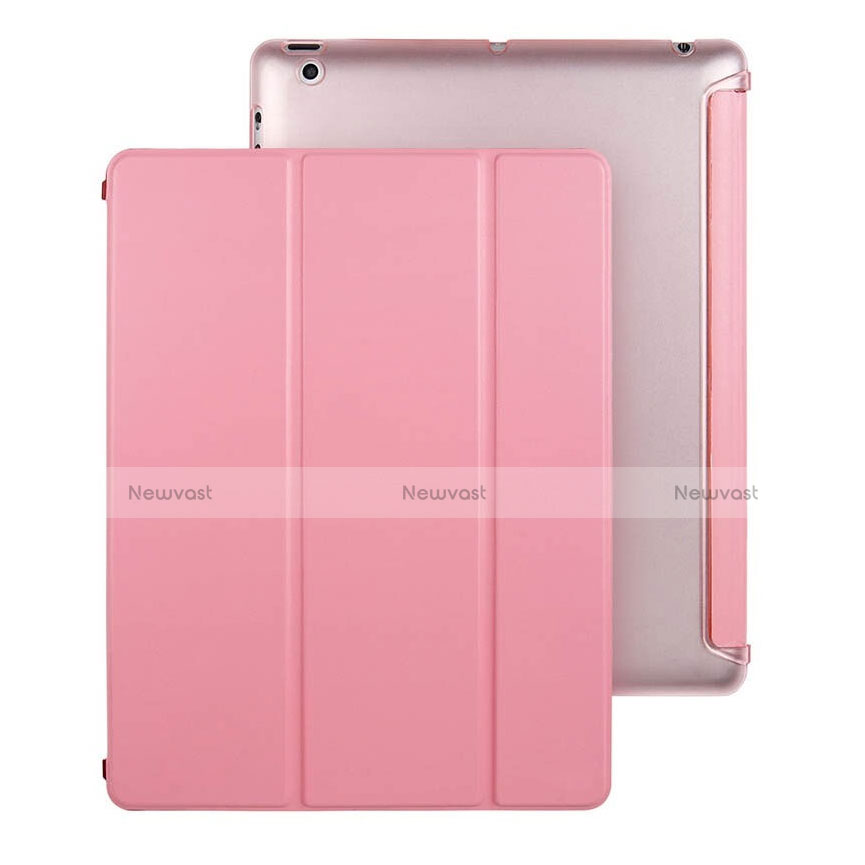 Leather Case Stands Flip Cover for Apple iPad 4 Pink