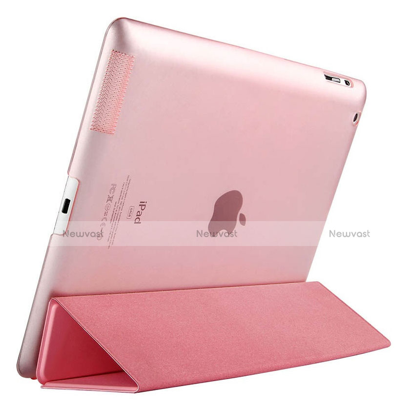 Leather Case Stands Flip Cover for Apple iPad 4 Pink