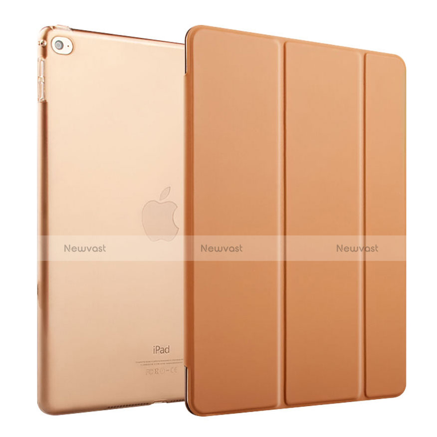 Leather Case Stands Flip Cover for Apple iPad Air 2 Brown