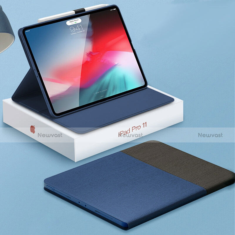 Leather Case Stands Flip Cover for Apple iPad Pro 12.9 (2018) Blue and Black