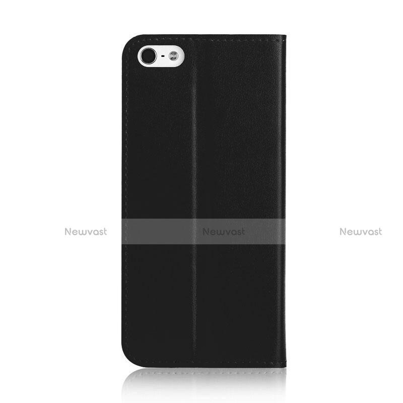 Leather Case Stands Flip Cover for Apple iPhone 5 Black