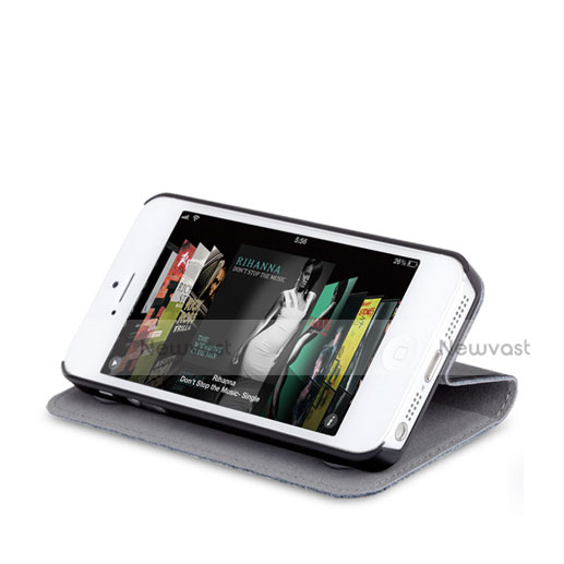 Leather Case Stands Flip Cover for Apple iPhone 5 Black