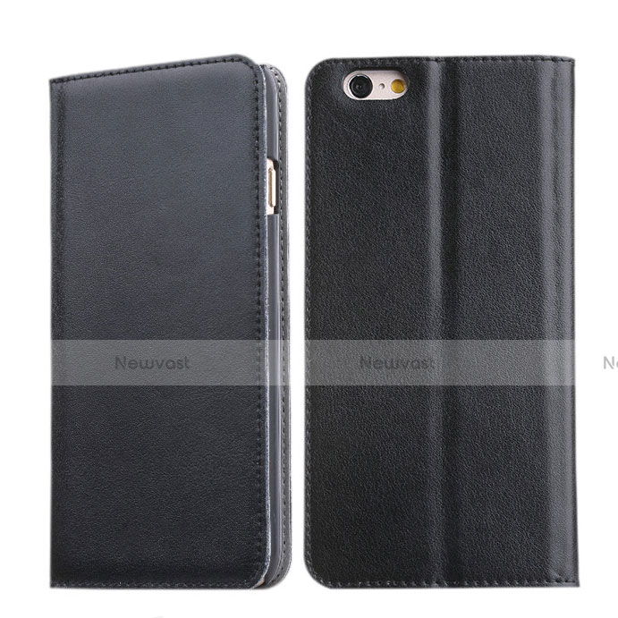 Leather Case Stands Flip Cover for Apple iPhone 6 Black