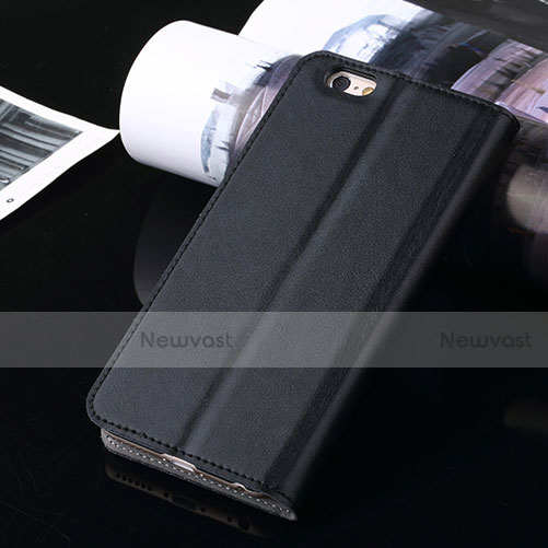 Leather Case Stands Flip Cover for Apple iPhone 6 Black