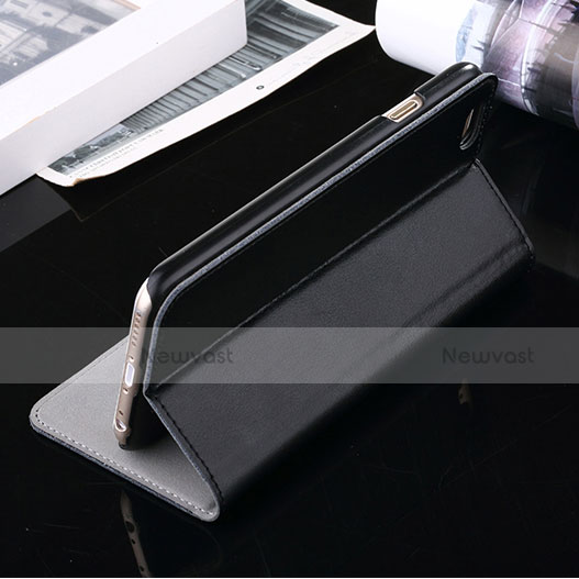 Leather Case Stands Flip Cover for Apple iPhone 6 Black