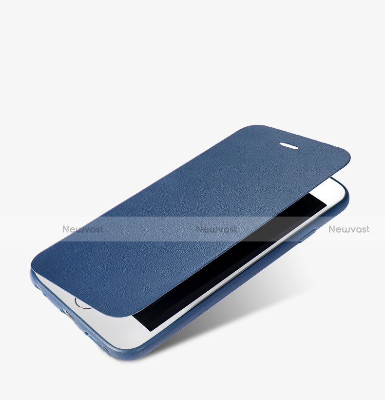 Leather Case Stands Flip Cover for Apple iPhone 6 Blue