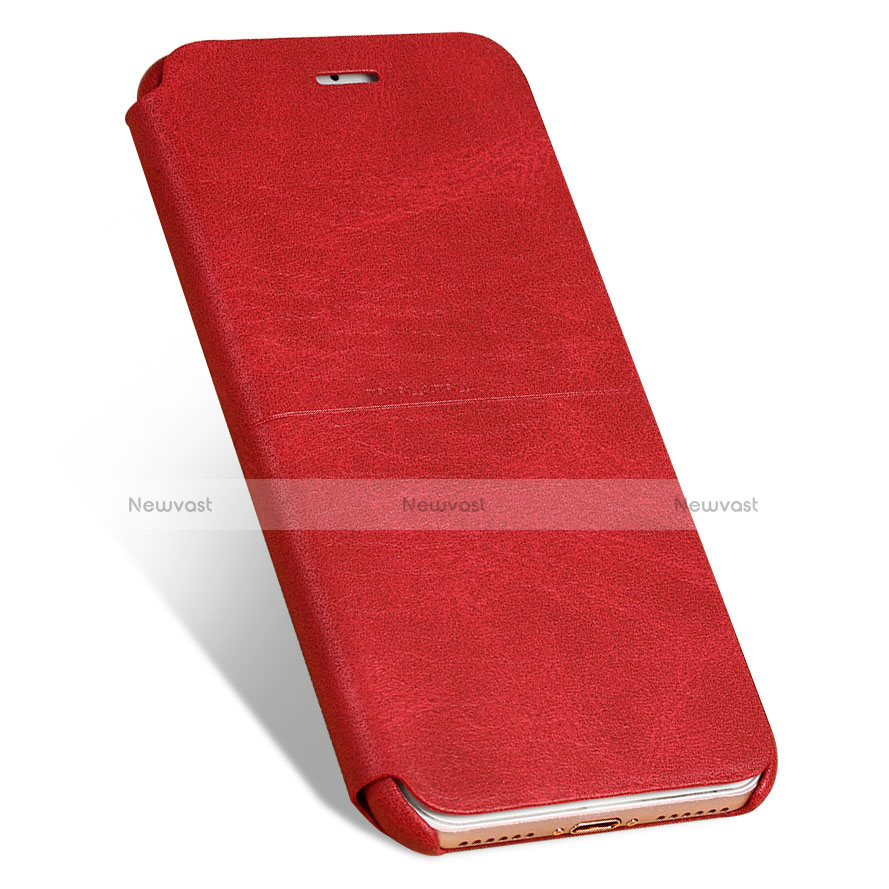 Leather Case Stands Flip Cover for Apple iPhone SE (2020) Red