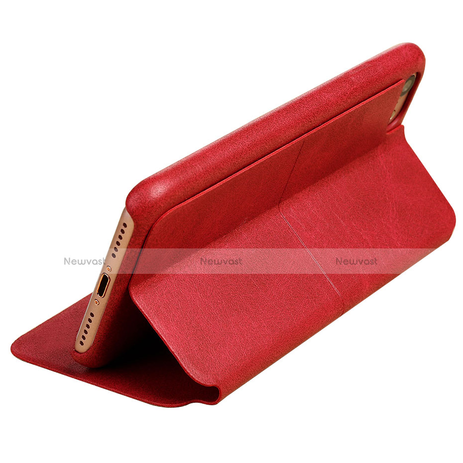 Leather Case Stands Flip Cover for Apple iPhone SE (2020) Red