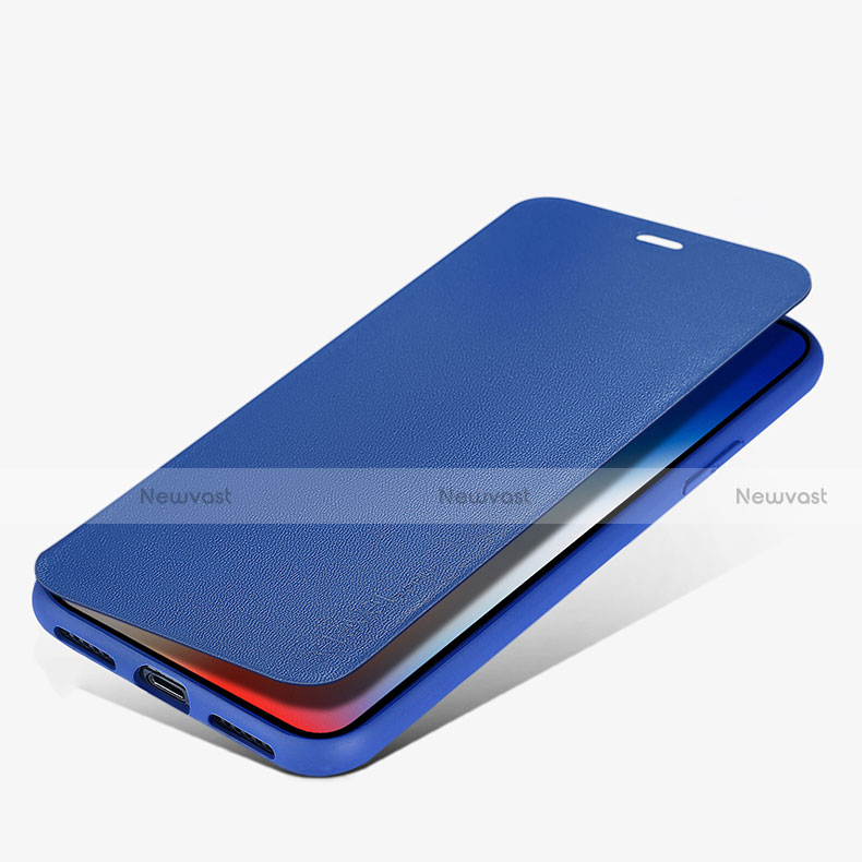 Leather Case Stands Flip Cover for Apple iPhone Xs Max Blue
