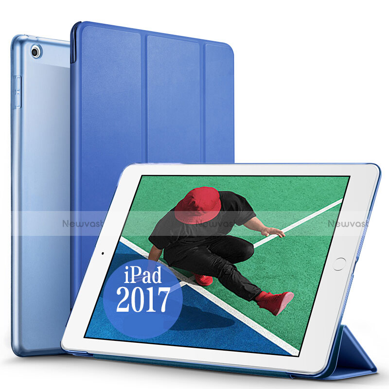 Leather Case Stands Flip Cover for Apple New iPad 9.7 (2017) Blue