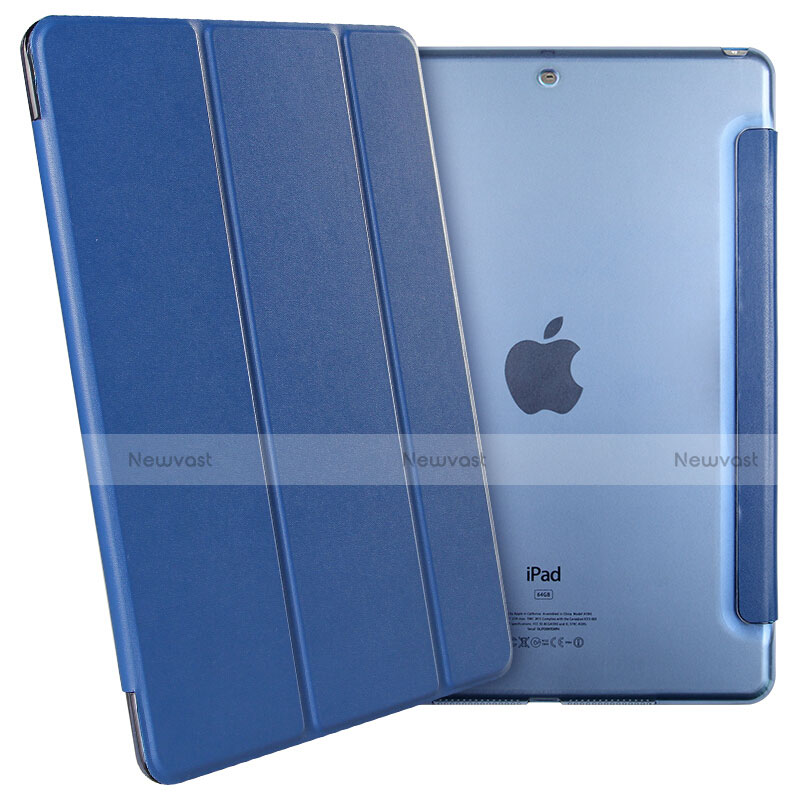 Leather Case Stands Flip Cover for Apple New iPad 9.7 (2017) Blue