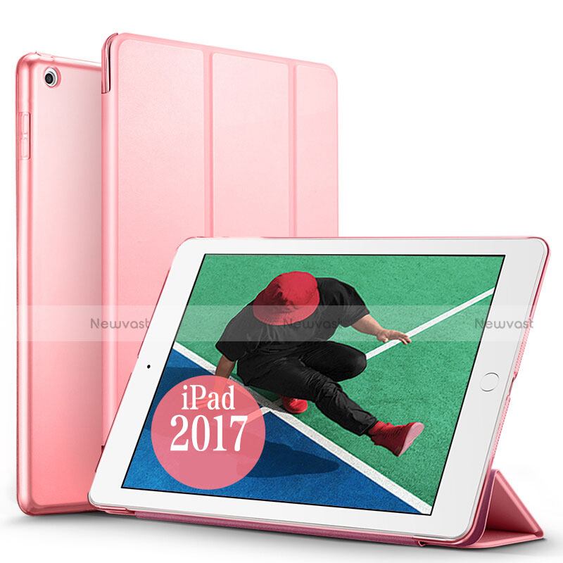 Leather Case Stands Flip Cover for Apple New iPad 9.7 (2017) Pink