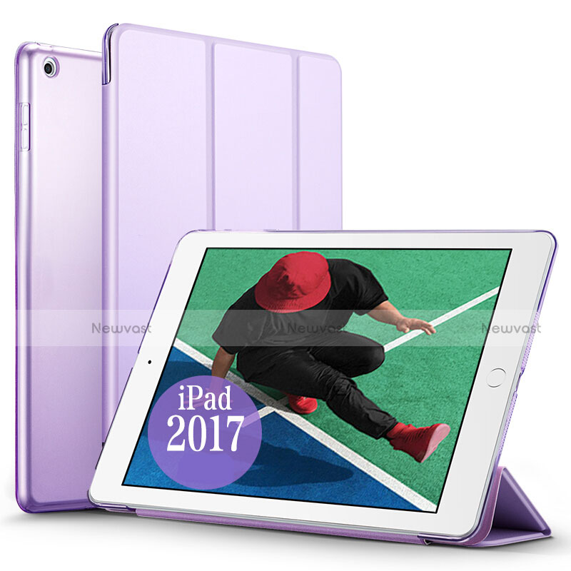 Leather Case Stands Flip Cover for Apple New iPad 9.7 (2017) Purple