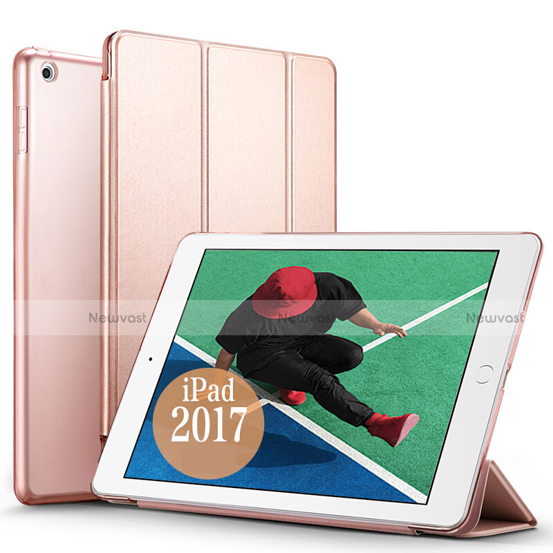 Leather Case Stands Flip Cover for Apple New iPad 9.7 (2017) Rose Gold