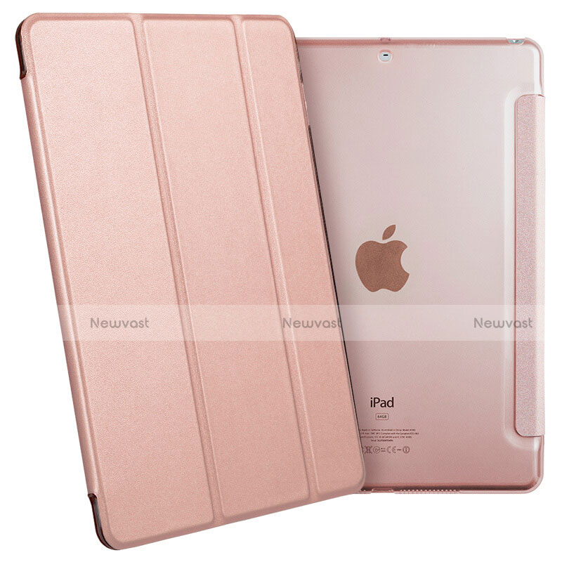 Leather Case Stands Flip Cover for Apple New iPad 9.7 (2017) Rose Gold