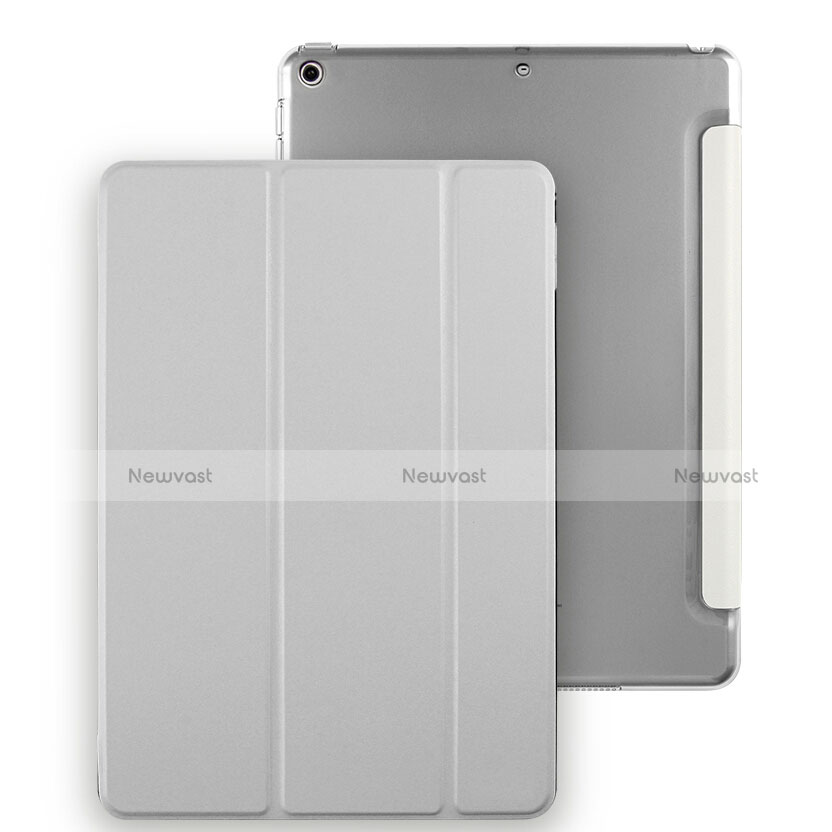 Leather Case Stands Flip Cover for Apple New iPad 9.7 (2017) Silver