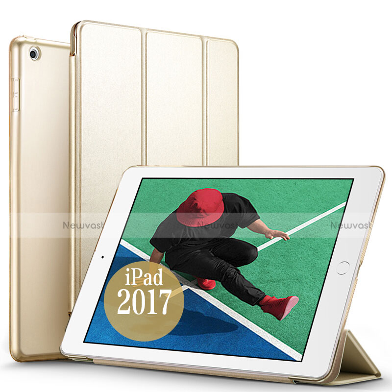 Leather Case Stands Flip Cover for Apple New iPad 9.7 (2018) Gold