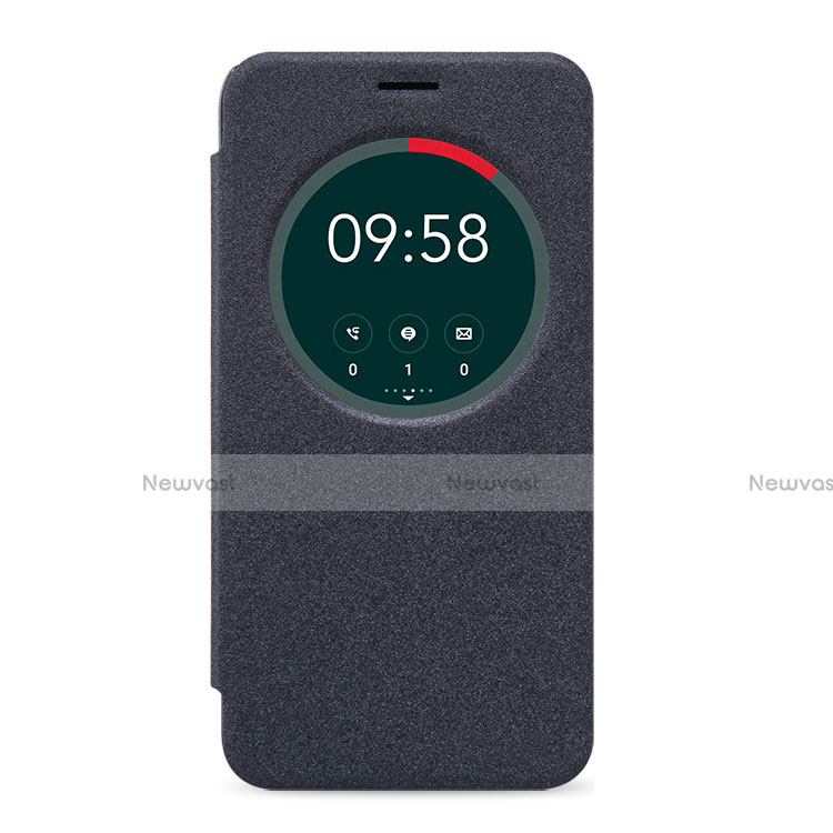 Leather Case Stands Flip Cover for Asus Zenfone 2 Laser 6.0 ZE601KL Black