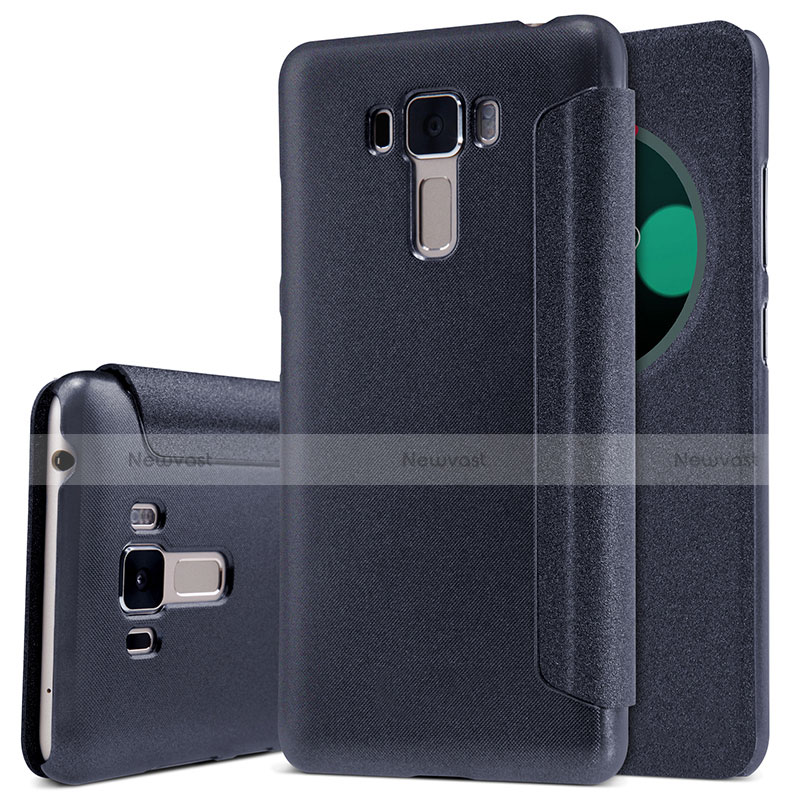 Leather Case Stands Flip Cover for Asus Zenfone 3 Laser Black