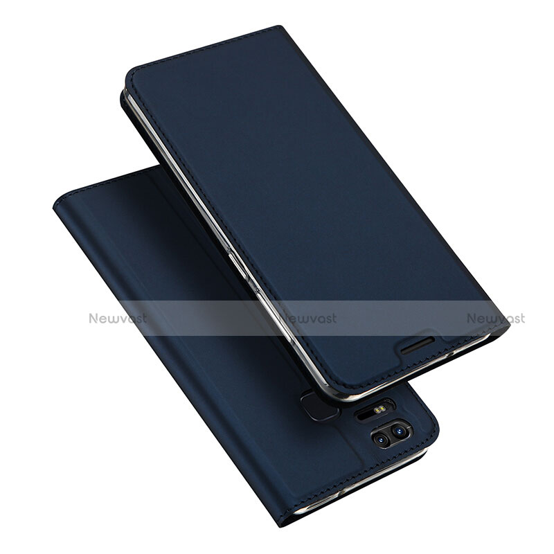 Leather Case Stands Flip Cover for Asus Zenfone 3 Zoom Blue