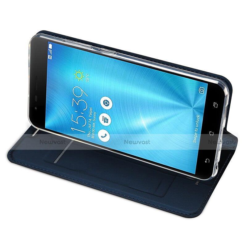 Leather Case Stands Flip Cover for Asus Zenfone 3 Zoom Blue