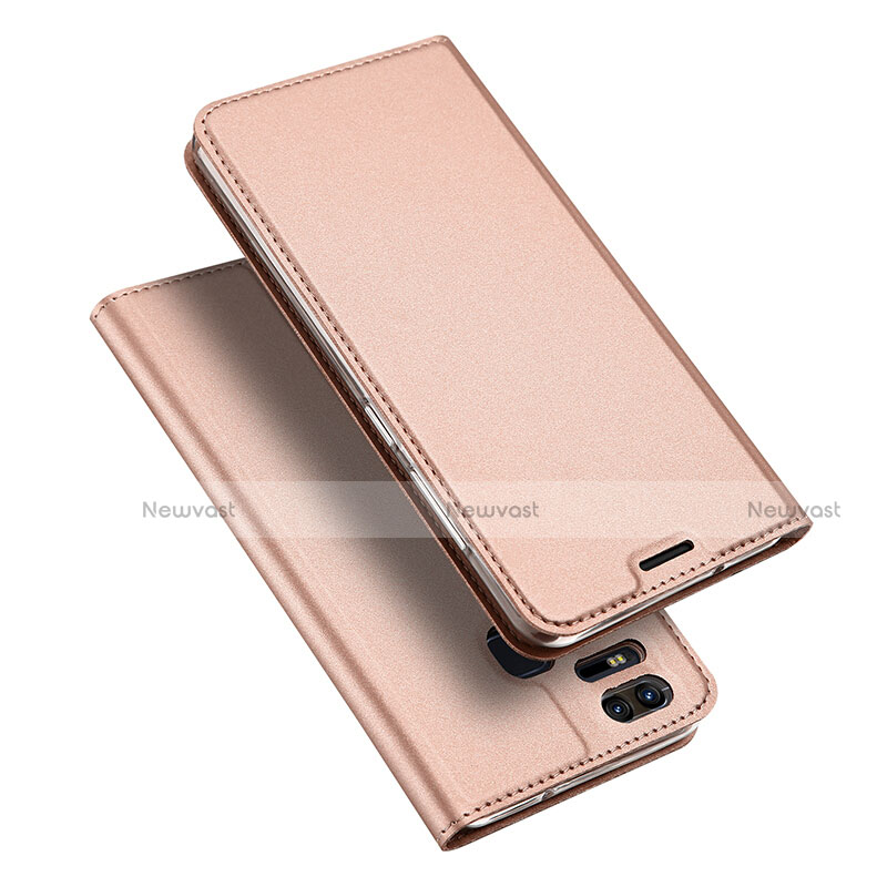 Leather Case Stands Flip Cover for Asus Zenfone 3 Zoom Rose Gold