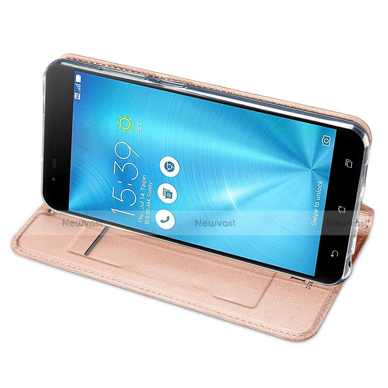 Leather Case Stands Flip Cover for Asus Zenfone 3 Zoom Rose Gold