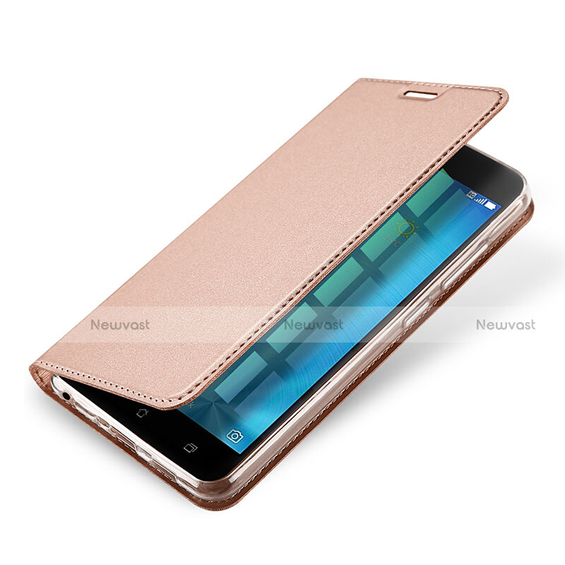 Leather Case Stands Flip Cover for Asus Zenfone 3 Zoom Rose Gold