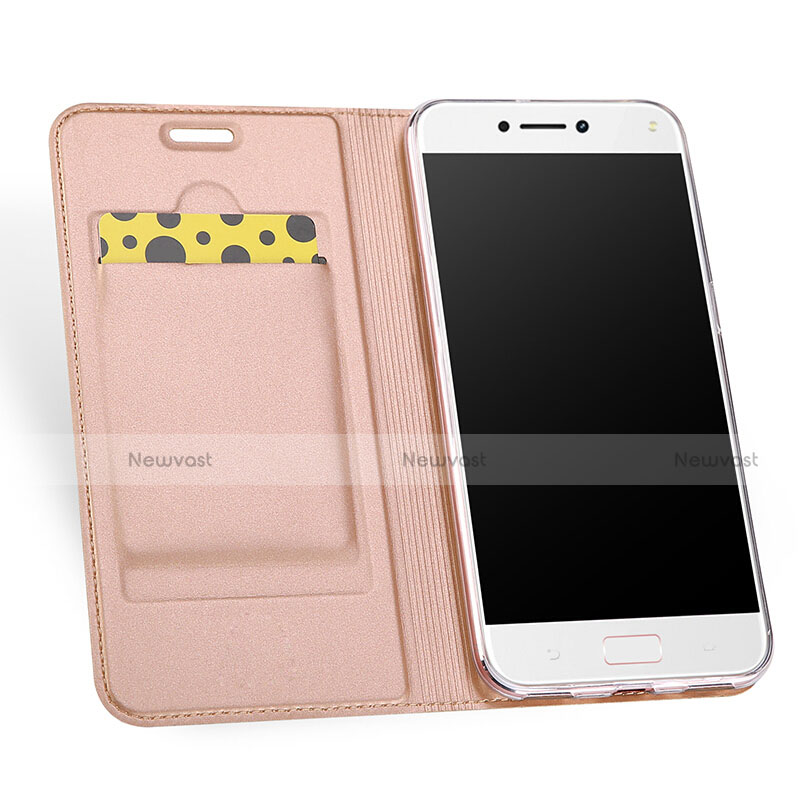 Leather Case Stands Flip Cover for Asus Zenfone 4 Max ZC554KL Rose Gold