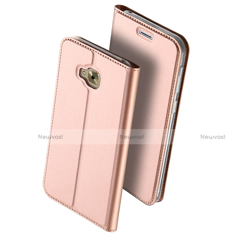 Leather Case Stands Flip Cover for Asus Zenfone 4 Selfie Pro Rose Gold