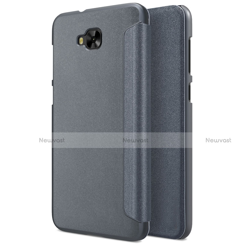 Leather Case Stands Flip Cover for Asus Zenfone 4 Selfie ZD553KL Gray