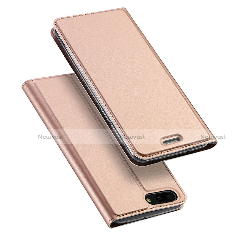 Leather Case Stands Flip Cover for Asus Zenfone 4 ZE554KL Rose Gold