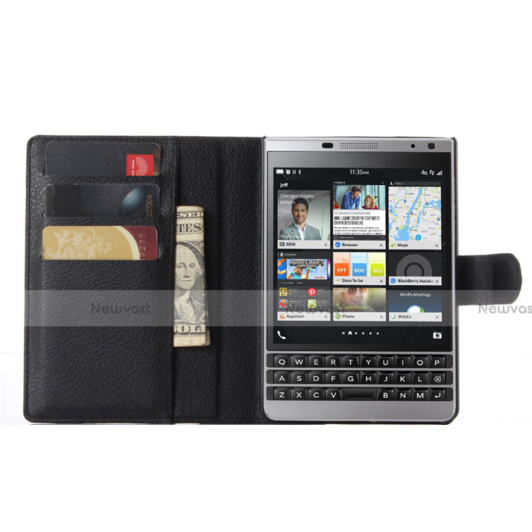 Leather Case Stands Flip Cover for Blackberry Passport Silver Edition Black
