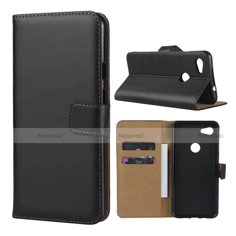 Leather Case Stands Flip Cover for Google Pixel 3a XL Black