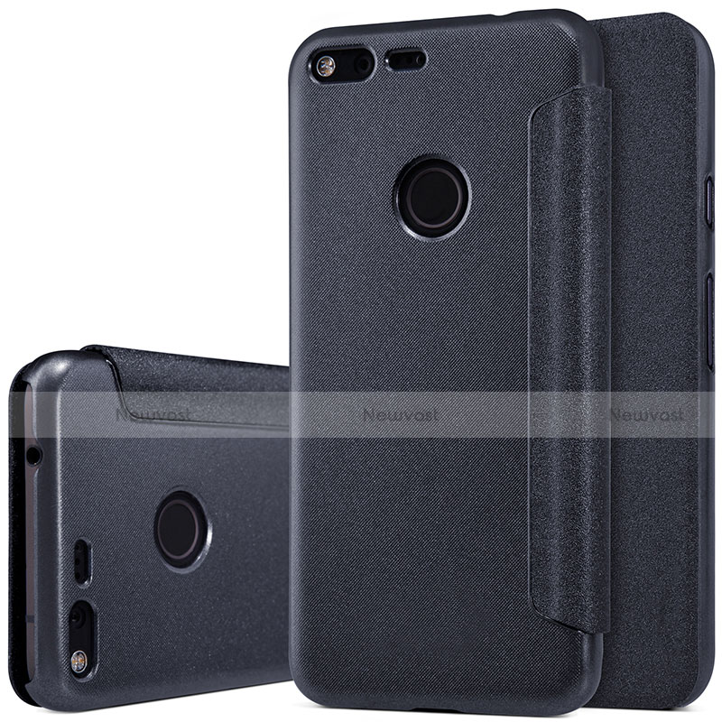 Leather Case Stands Flip Cover for Google Pixel Black