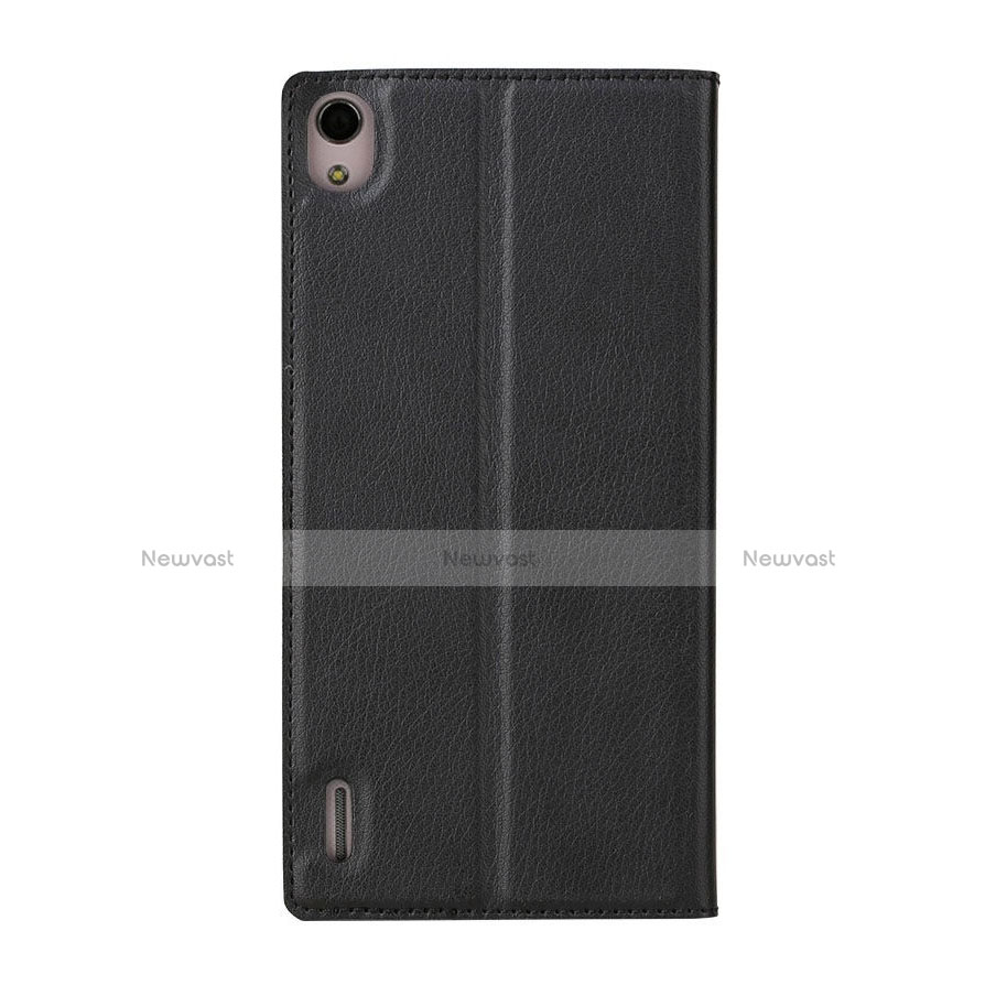 Leather Case Stands Flip Cover for Huawei Ascend P7 Black