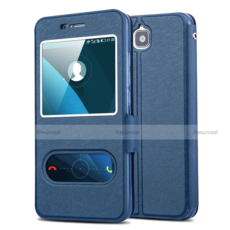Leather Case Stands Flip Cover for Huawei Enjoy 5 Blue