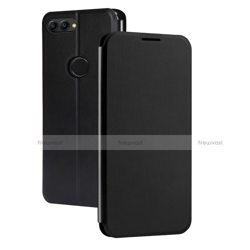 Leather Case Stands Flip Cover for Huawei Enjoy 7S Black