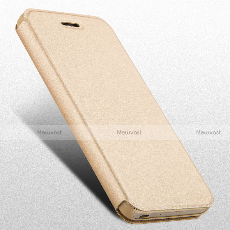 Leather Case Stands Flip Cover for Huawei G8 Mini Gold