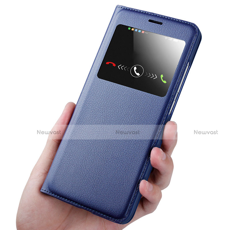 Leather Case Stands Flip Cover for Huawei G9 Plus Blue