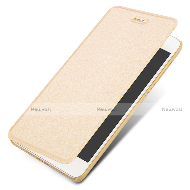 Leather Case Stands Flip Cover for Huawei GR3 (2017) Gold