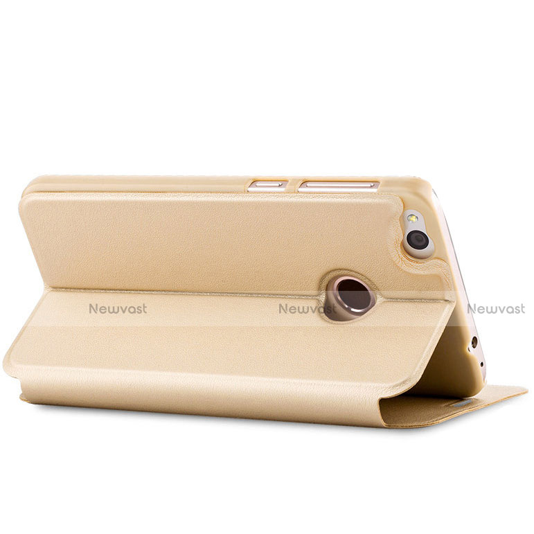 Leather Case Stands Flip Cover for Huawei GR3 (2017) Gold