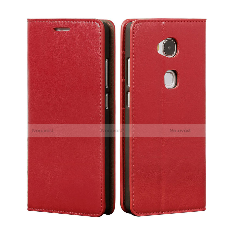 Leather Case Stands Flip Cover for Huawei GR5 Red