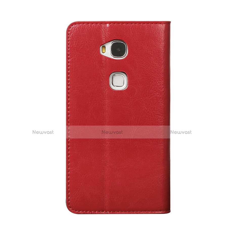 Leather Case Stands Flip Cover for Huawei GR5 Red