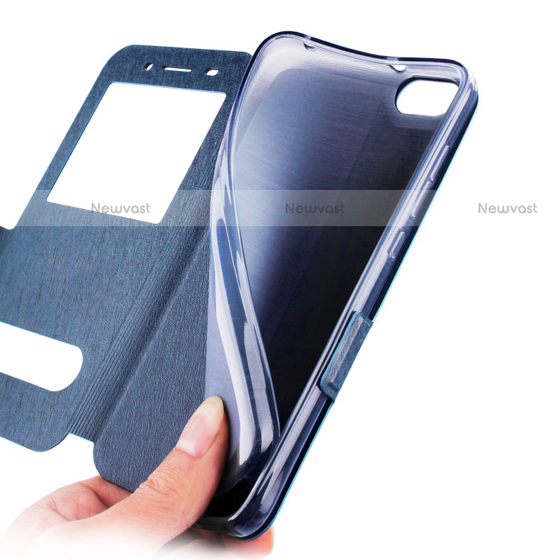 Leather Case Stands Flip Cover for Huawei Honor 4X Blue