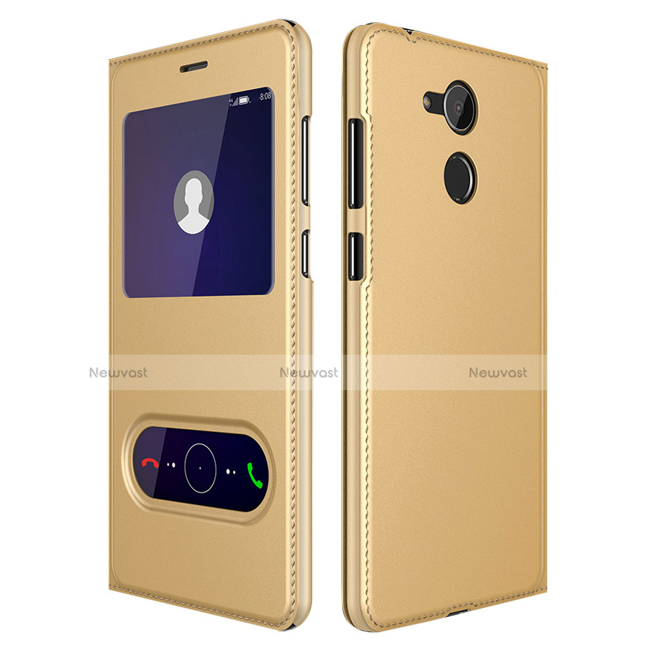 Leather Case Stands Flip Cover for Huawei Honor 6A Gold