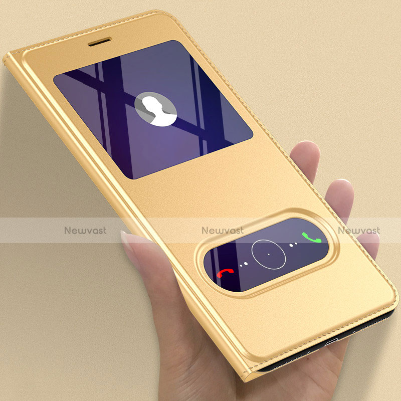 Leather Case Stands Flip Cover for Huawei Honor 6A Gold