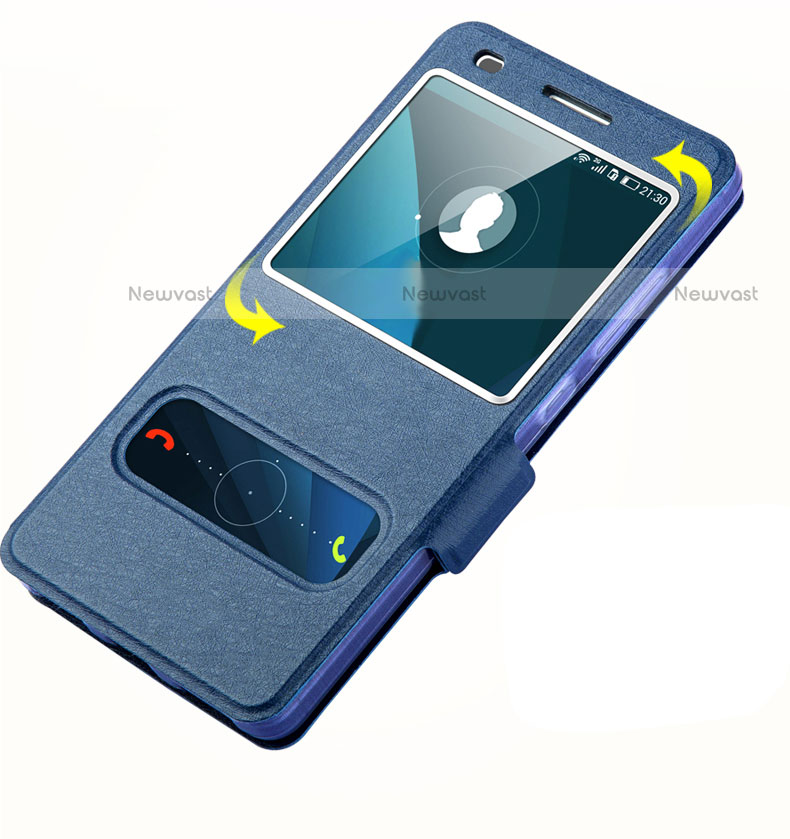 Leather Case Stands Flip Cover for Huawei Honor 7 Blue