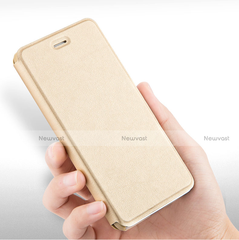 Leather Case Stands Flip Cover for Huawei Honor 7 Lite Gold