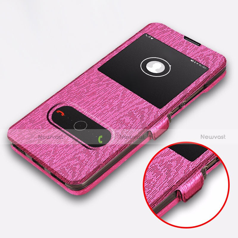 Leather Case Stands Flip Cover for Huawei Honor 8A Hot Pink